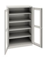 Clearview Door Storage Cabinets, Light Gray