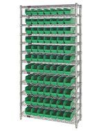Wire Shelving Kits, 88 Preconfigured Storage Bins, Green