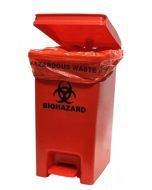 Biohazard 12-14 Gallon Step on Waste Container,  Red 