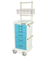 6 Drawer Narrow Aluminum Anesthesia Cart - Electronic Lock