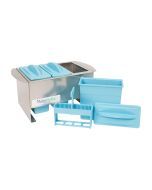 Slide Staining Set, 3 Place, Autoclavable Dishes, Detached Lids, Slide Dipper