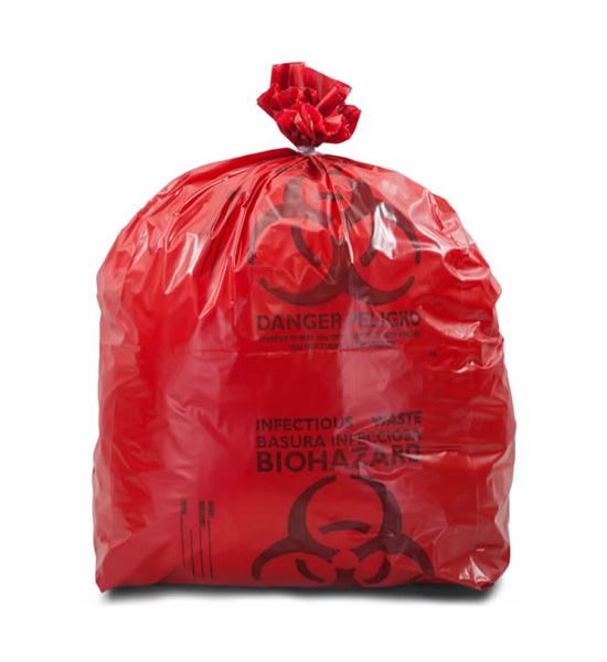 Heavy Duty Medical Waste Bags Red 8 to 10 Gallon