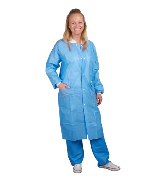 DISPOSABLE LAB COAT WITH BUTTON UP FRONT *IN STOCK NOW**PACK OF x10* 